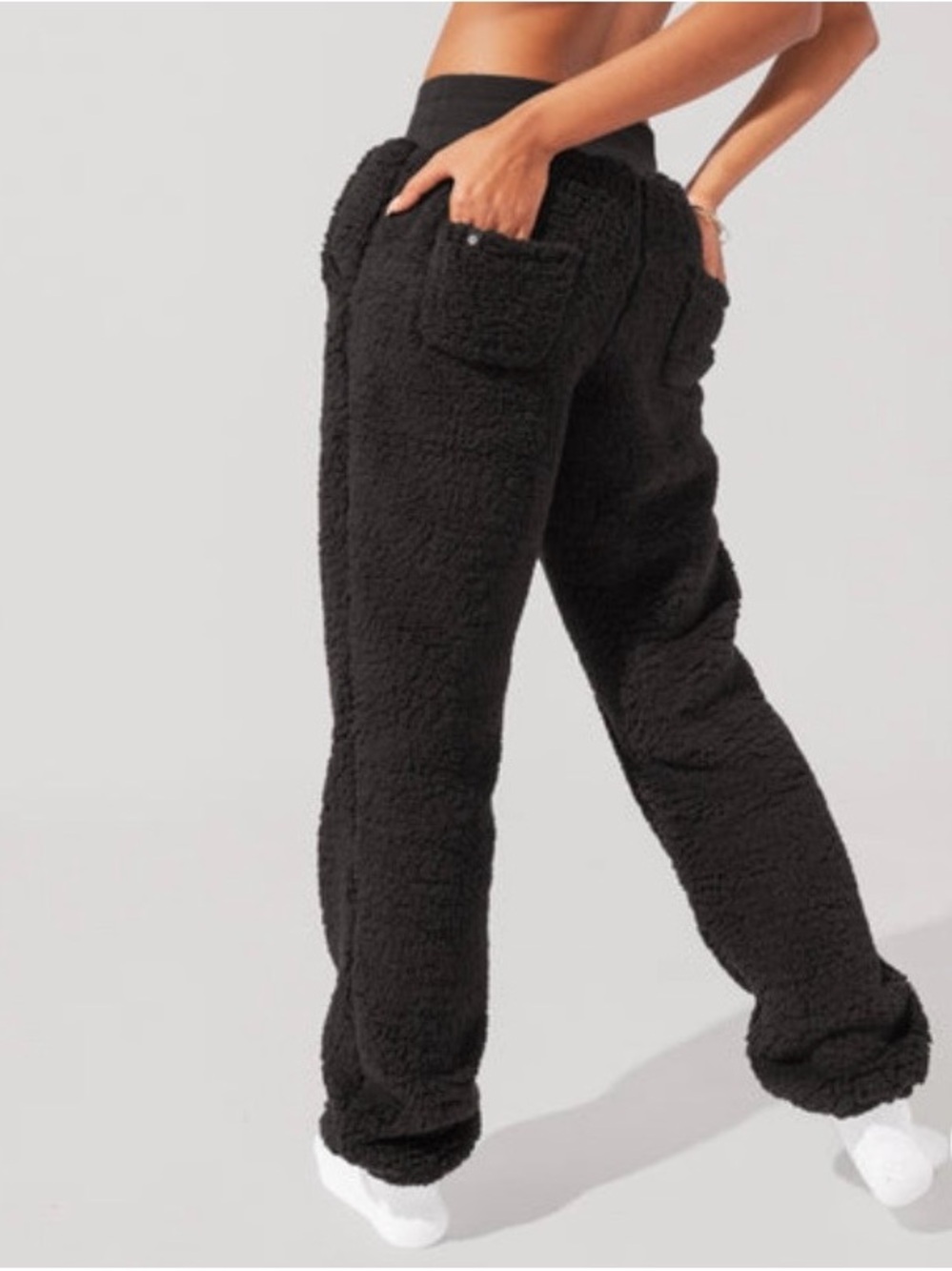 POPFLEX Blanket Pants in Faux Sherpa - Black *Lightly Used*